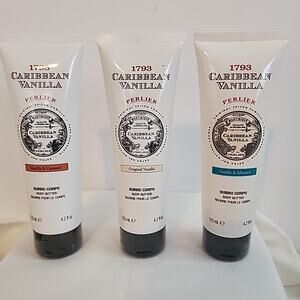 Perlier 1793 Caribbean Vanilla Body Butter Set 4.2 oz Each OG Caramel Almond New